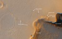 Opportunity at Crater's 'Cape Verde' (Annotated)
