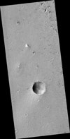 This vertical image shows the Mars Pathfinder landing site.