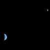 This image shows the Earth and Moon as seen from Mars.
