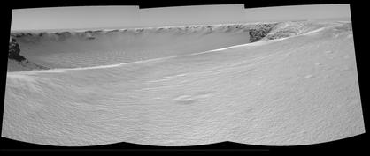 This image is a 'left eye' view from Opportunity on the Rim of 'Victoria Crater'