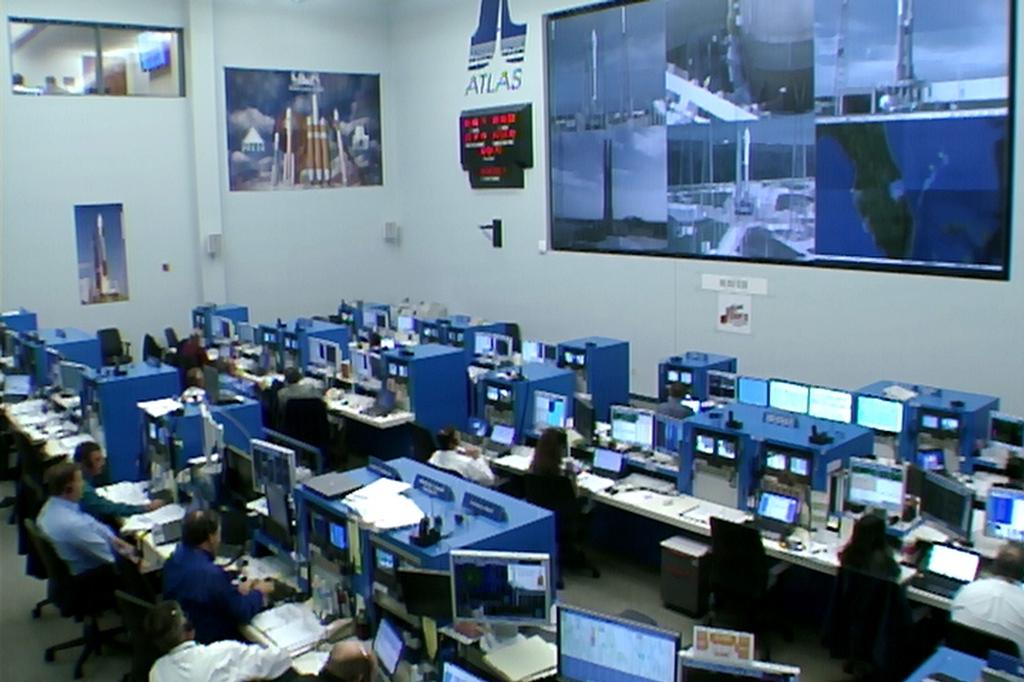 In the Launch Control Center at Cape Canaveral Air Force Station in Florida, agency and contractor managers and engineers monitor progress in the countdown to launch the Mars Atmosphere and Volatile Evolution, or MAVEN, spacecraft atop an Atlas V rocket.