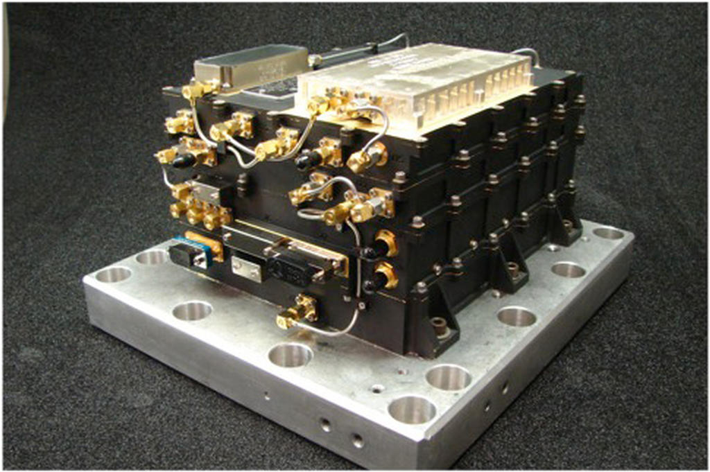 The MAVEN Electra UHF Transceiver Flight Model is shown here.