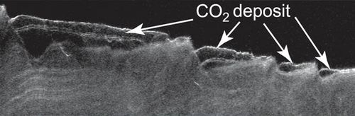 Cross Section of Buried Carbon-Dioxide Ice on Mars