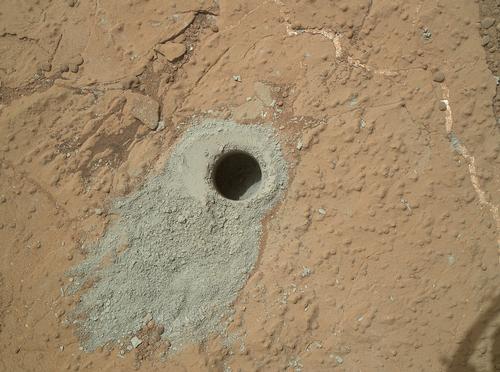 Hole drilled by Curiosity