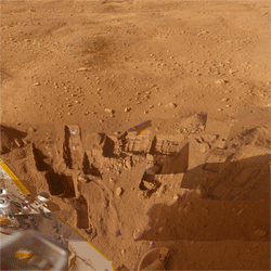 This animated gif is a composit of three images from the Phoenix mission.