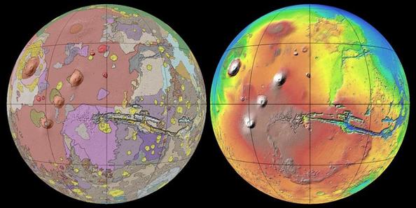 Geological and Elevation Map of Mars