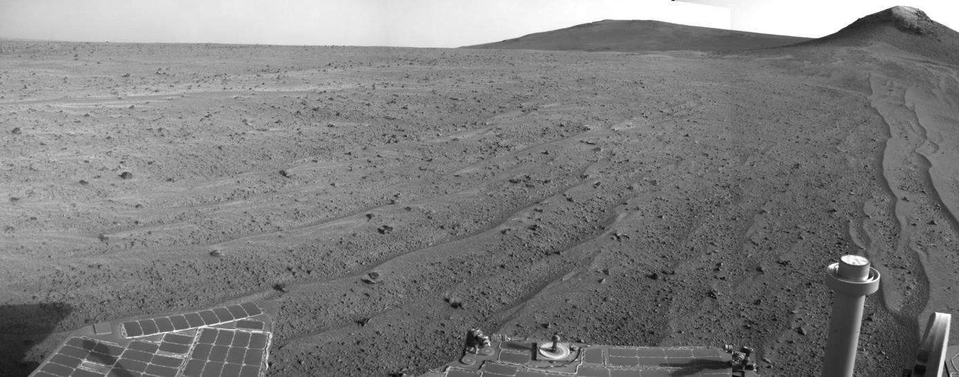 Opportunity's Rear-Facing View Ahead After a Drive