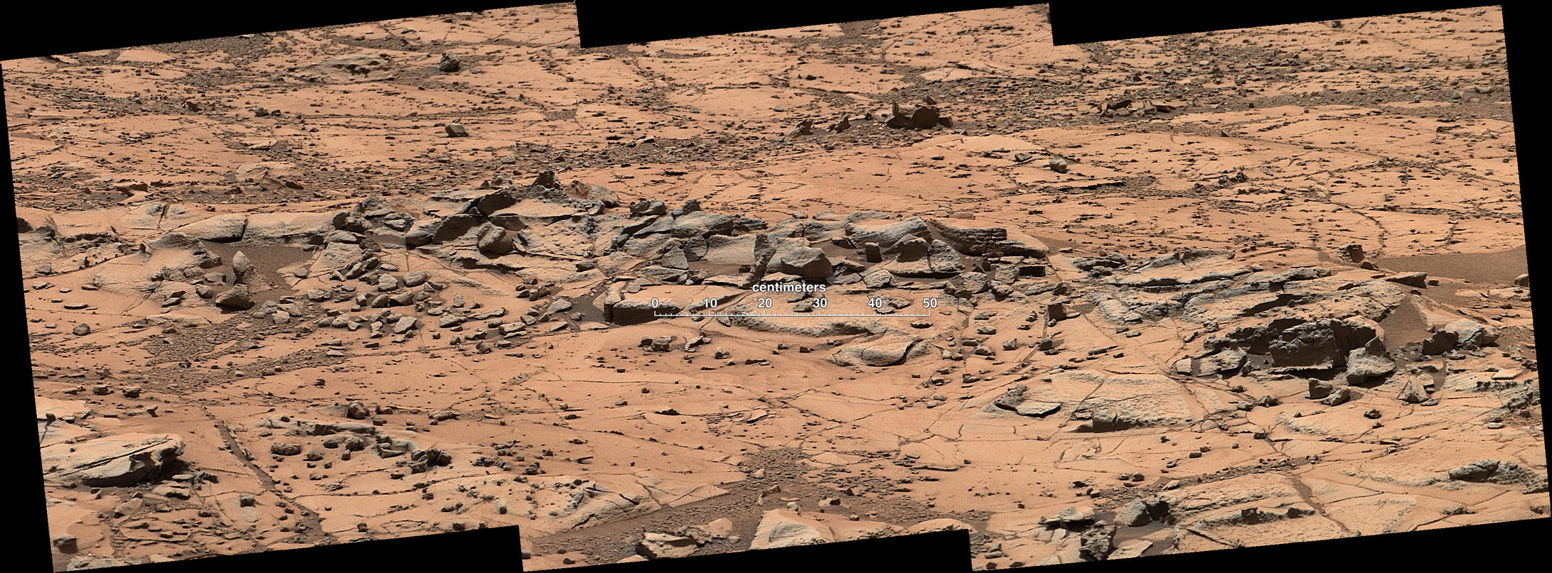 Erosion Resistance at 'Pink Cliffs' at Base of Martian Mount Sharp (Labeled)