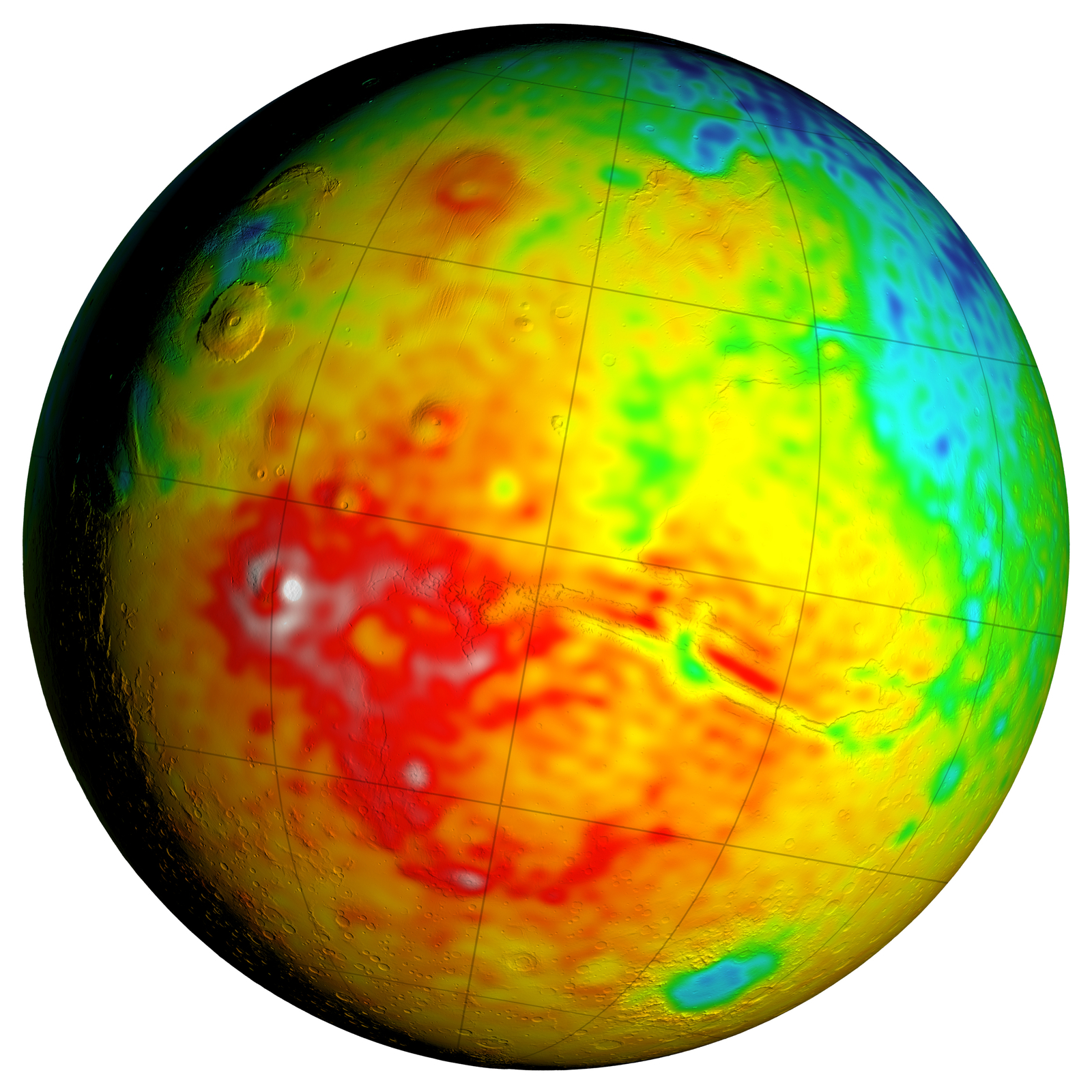 Newly Detailed Map of Mars' Crustal Thickness