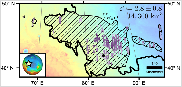 Location of Large Subsurface Water-Ice Deposit in Utopia Planitia, Mars